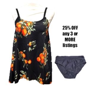 Tankini Set Swimsuit Bikini Size Large Fruit Print Swimwear Beach Tropical Swim